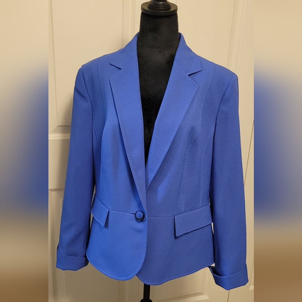 Black Label by Evan-Picone Size 14 LIGHT BLUE Women's Jacket Blazer - Picture 2 of 8